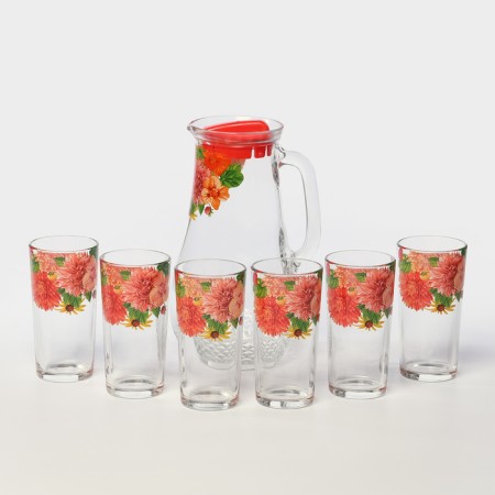 Art. - 71500/48 A jug 1.5 l + 6 glasses 230 ml, flowers and berries 71500/48