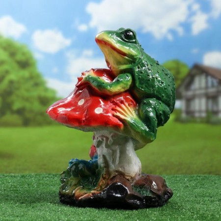 Garden figure "Frog on fly agaric" 27x26x38cm-1