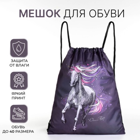 Bag for shoes on the lace, purple color