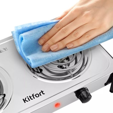 Electric tile KitFort KT-180, 2000 watts, 2 burners, gray-black-5