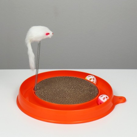 Gaming complex (corrugated rod, mouse on the spring and 2 balls), orange-2