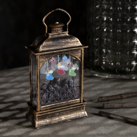 LED figure "fireplace with socks" 10 × 18 × 4.5 cm, plastic, batteries AAAX3 (not in the kit), glow warm white-1