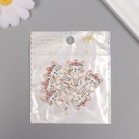 Decor for creativity Metal, enamel "Cat with a colored wreath" 2.5x1.7 cm-3