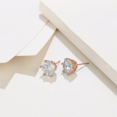 Earrings with rhinestones Xuping Cuts, white color in pink gold-3
