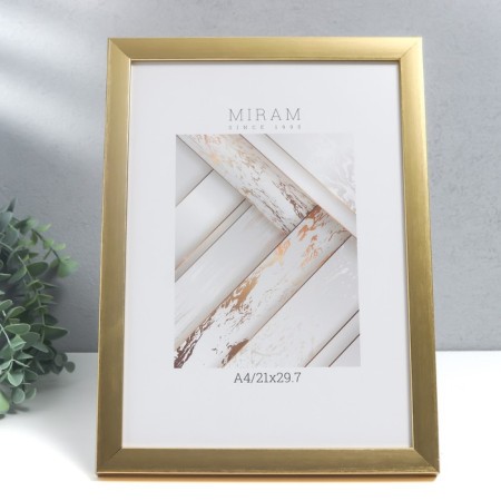 Photo frame Plastic "Mira" 21x29.7 cm, (A4) gold (plastic screen)-4