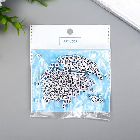 Beads for creativity plastic "English letters on a cube" White set 15 grams 0.5x0.5x0.5 cm 547302-3