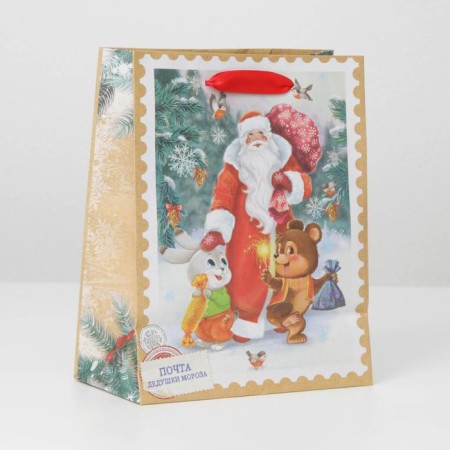 Craft vertical “Grandfather Frost and animals”, MS 18 x 23 x 10 cm, New Year-2