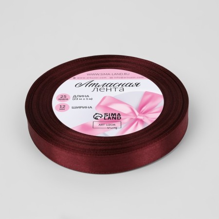 Satin tape, 12 mm × 23 ± 1 m, color ripe cherry-1