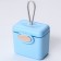 Container for storing baby food 150 ml., With a spoon, blue color