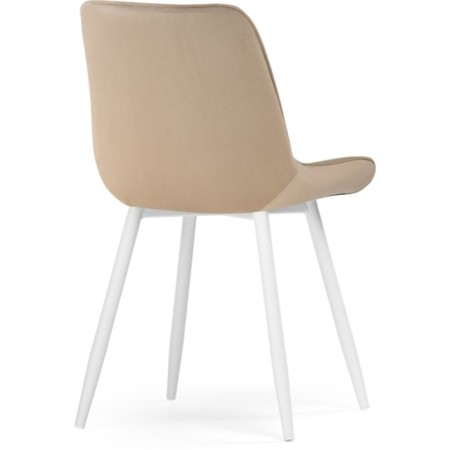 Stool on a metal frame Seda metal/velor, white/beige 50x56x82 cm-3