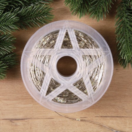 Garland "thread" 200 m Rosa, IP44, silver thread, 2000 LED, white glow, 36 V-1