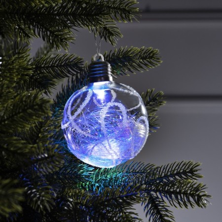 Fir -tree ball "Ice pattern", batteries, 1 LED, RGB glow