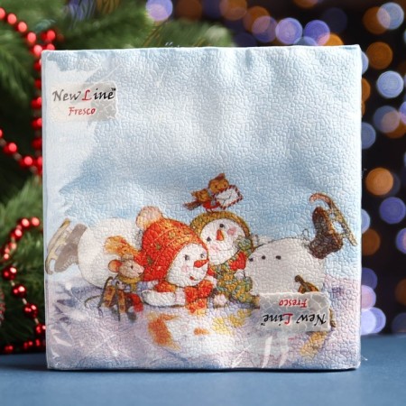 New Year's napkins Paper Fresco "Snowmen", 2 layers, 33*33 cm, 20 sheets-3