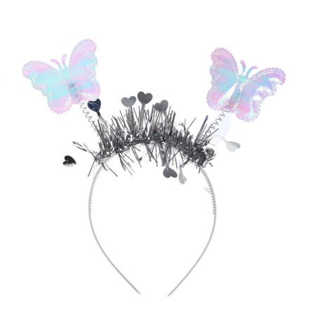 Carnival set "Butterfly", 3 objects: wings, rim, rod, silver color-1