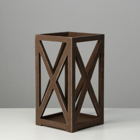 Kashpo wooden 14 × 14 × 26 cm "Lantern High-tech Provence", brown-1