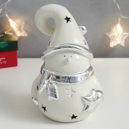 Souvenir Ceramics "Snowman with asterisk" silver 18.3x11.3x12 cm