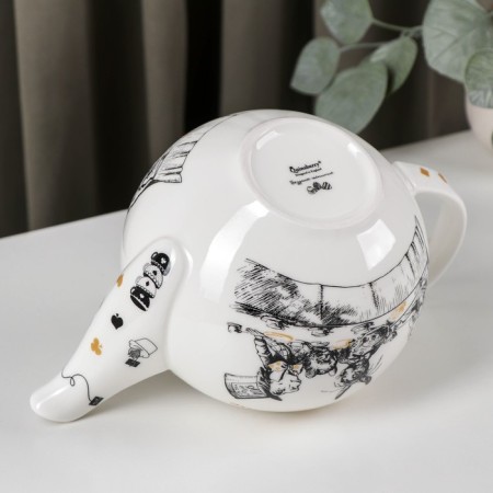 Porcelain kettle "Crazy tea party", 1.2 liters-4