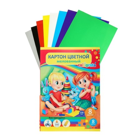 Cardboard of color A3, 8 sheets, 8 colors "Friends", shaking, 240 g/m2, in the folder-1