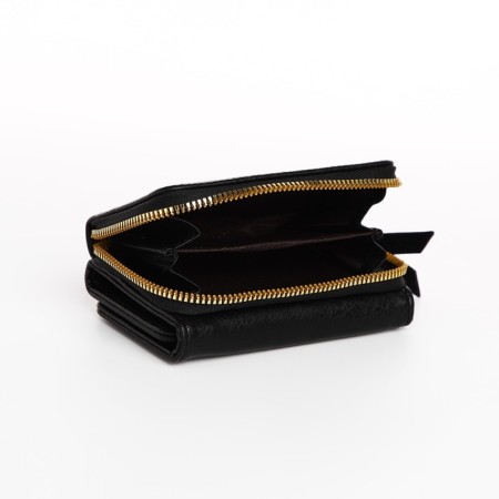 Women's wallet on the button, black color-4