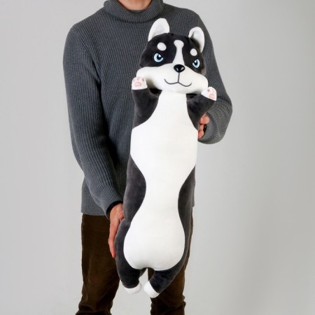 Soft toy "Husky", 80 cm, gray-white color-4