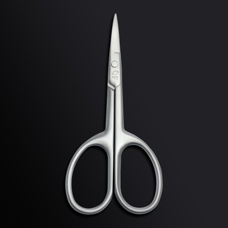 Manicure scissors "Premium satin", narrow, bent, matte, 9.6 cm, silver color-4