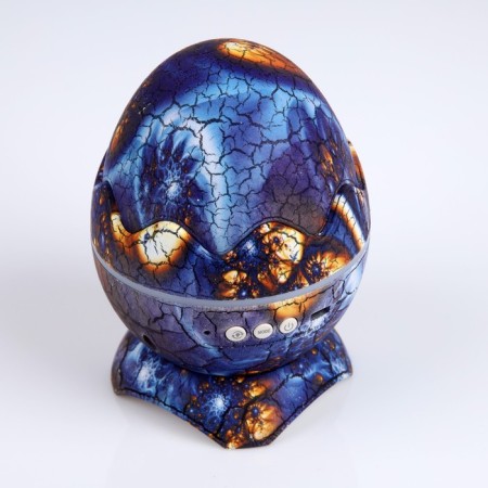 Light device "Dinosaurian egg" 10 cm, speaker, removable hemisphere, glow of RGB, remote control, USB, blue-19