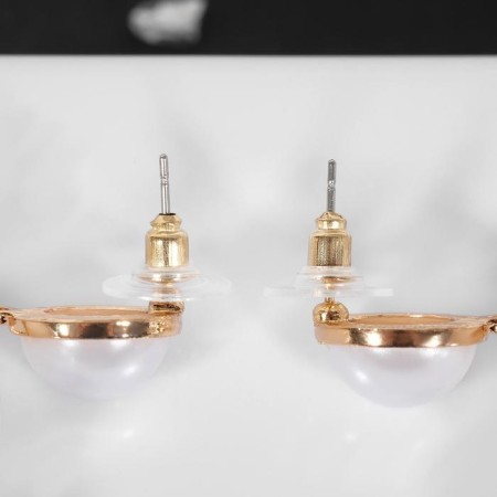 Earrings with pearls "Shar", beads for lowering, white color in gold-1