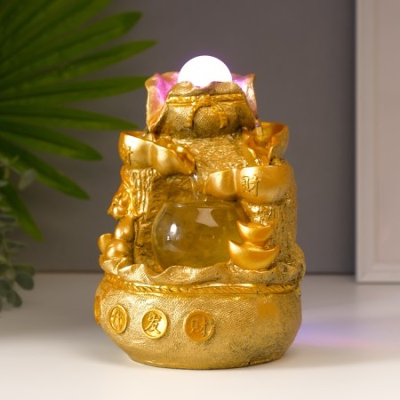 The desktop fountain from the network, the backlight "bag with gold ingots" gold 21x15x12 cm-2