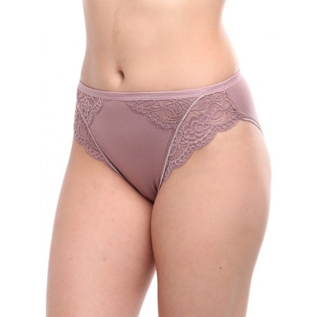 Panties Female slips with lace, Mokko color, size 52-54 (xxl)