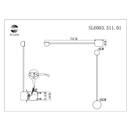 Wall lamp ST LUCE. SL6003.511.01. 1x4 W, LED, 4000K, 240 LM, 10x70 cm, white color-4