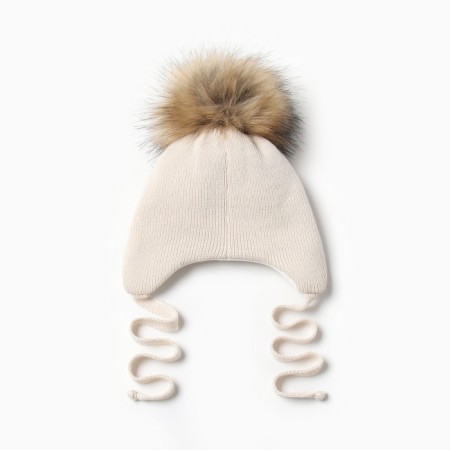 Children's hat with insulation, rr 44-46, milk color-2