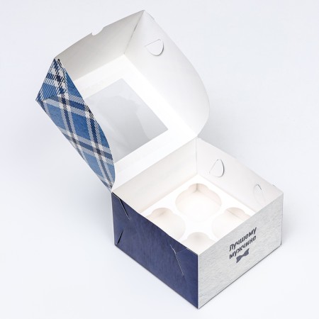 Packaging for 4 cupcakes with a window, "best man", 16 x 16 x 10 cm-4