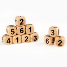 Bones playing, wooden, set 30 pcs, 3 x 3 cm, with numbers