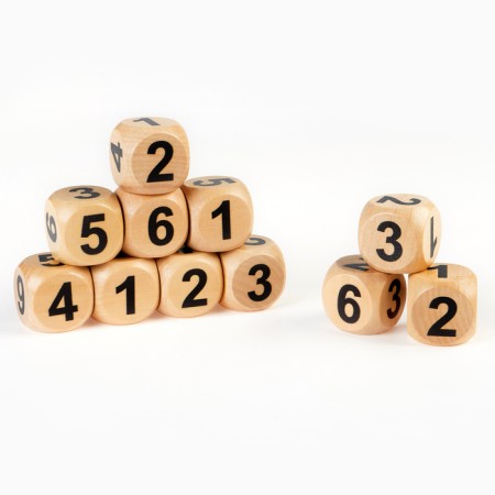 Bones playing, wooden, set 30 pcs, 3 x 3 cm, with numbers