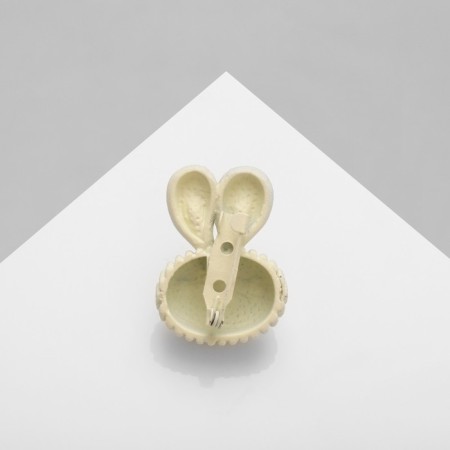 Brooch "Bunny" ears in polka dots, black-beige color in gold-1