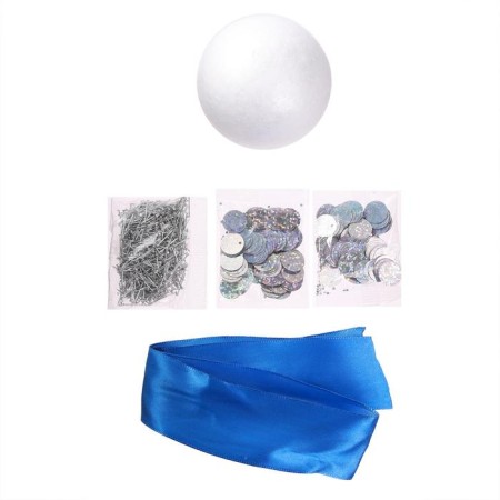 New Year's set for creativity. Christmas ball with sequins "New Year!", Silver-3