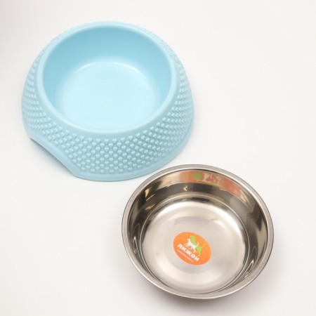 Metal bowl on a plastic base 400 ml, 18.5 x 18.5 x 6 cm, blue-3