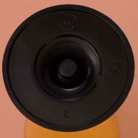 A plastic disposable “cone” plastic glass, 150-180 ml, 6 pcs in packaging, yellow color with a black leg-6