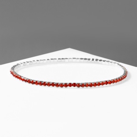 Bracelet "ice" 1 row, red color in silver, 7 cm-3