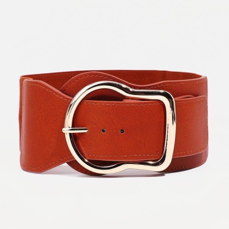 Women's belt, width 8 cm, elastic band, metal buckle, redhead red