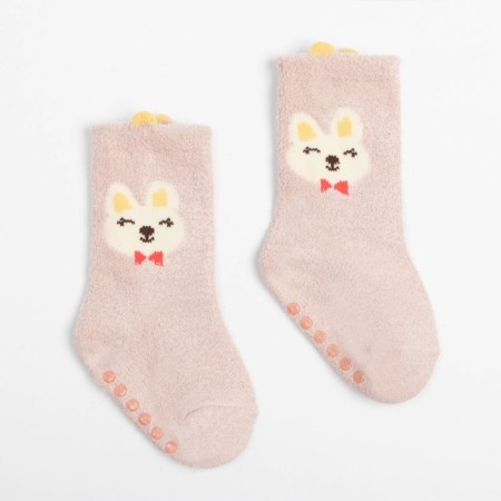 Noski children's terry with stoppers Minaku, pink color, size 12-14 cm