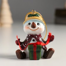 Souvenir Polystone Snowman with a cup on the head, unpacked the gift 