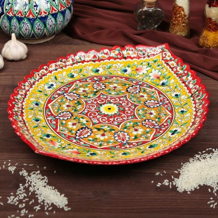 Frog oval rishtan ceramics 42cm red mix-2