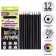 Pencils of 12 flowers Calligrata, "Black Series" sharpened, hexagonal, plastic, cardboard packaging, euro suspension