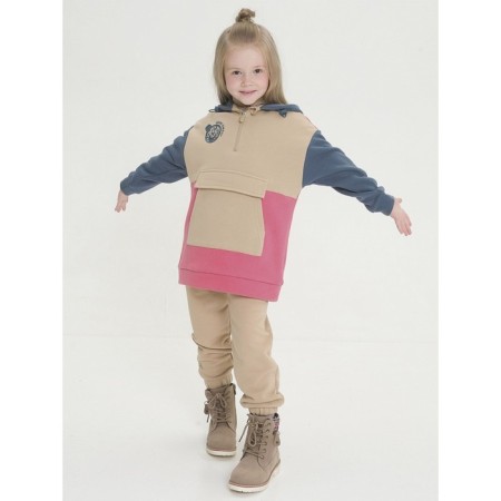 Sweatshirt for girls, height 104 cm, coral color-4
