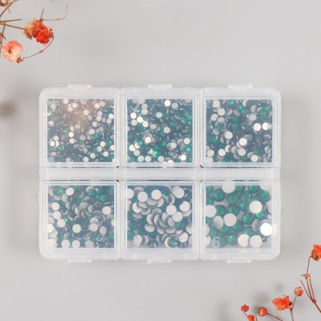 Decor for creativity Glass "Rhinestones. Dark green" d = 2-4.8 mm nr 1188 pcs 6x8x1.5 cm-4