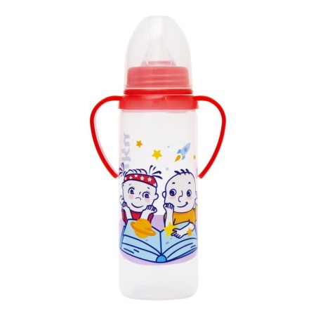 A bottle for feeding with handles and silicone nipple, 250 ml, from 6 months, MIX color-4