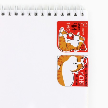 New Year. Magnetic bookmarks 2 pcs on the “New Year's cat” substrate-1