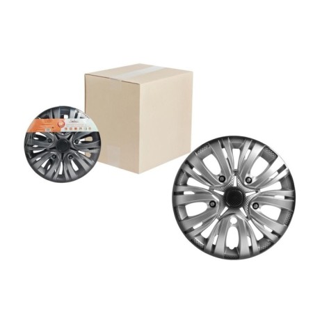 Wheel caps 14 "Lyon +", silver-black, carbon, 2 pcs Airline AWCC-14-02