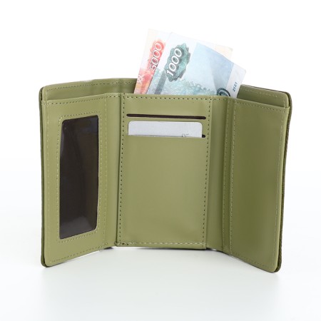 Women's wallet on magnets, green color-5